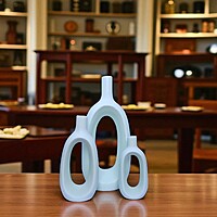 Oval-Shaped Flower Vases for Home Decor, Set of 3 (White) Polyresin – 9.5 Inch