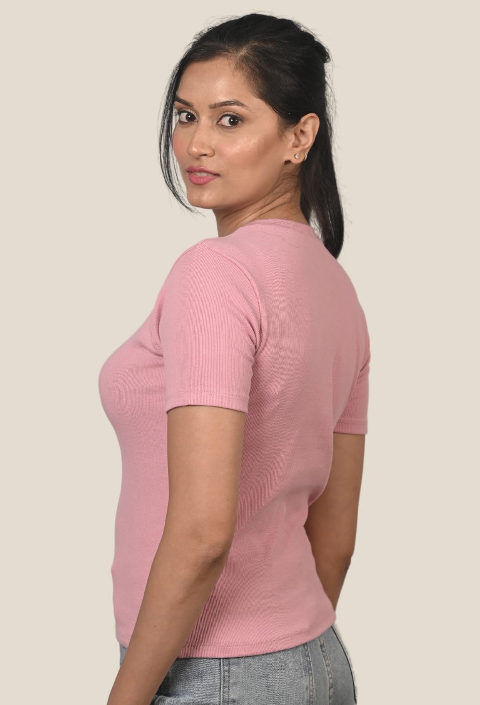 PINK RIBBED T-SHIRT PINK RIBBED T-SHIRT