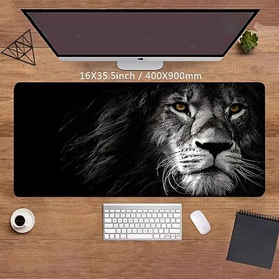 Sublimation Printed Lion Printed Black Keyboard Mousepad - 300x700x2mm Sublimation Printed Lion Printed Black Keyboard Mousepad - 300x700x2mm
