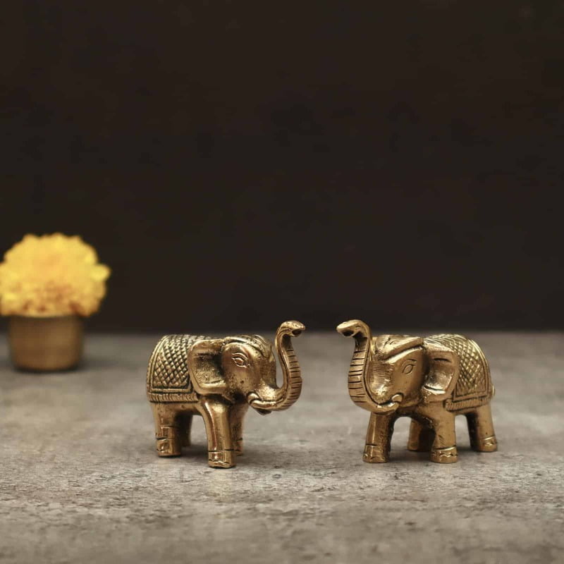 Brass Decorative Elephant Set of two - 2 inch Height | Charming Set of Two Decorative Brass Elephants for Artistic Appeal Brass Decorative Elephant Set of two - 2 inch Height | Charming Set of Two Decorative Brass Elephants for Artistic Appeal