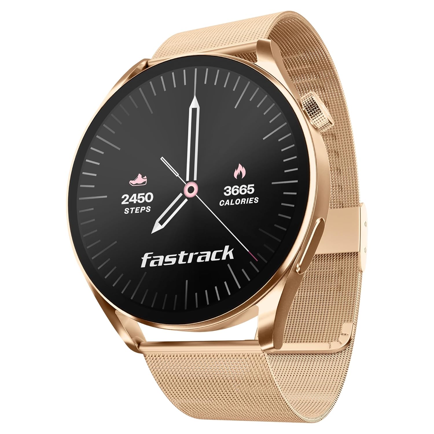 Fastrack Dezire FX1 Luxury Metal Smart Watch, 1.38” (3.50cm) UltraVU HD Display, Functional Crown, SingleSync BT Calling, AI Voice Assistant, 100+ Smartwatch Faces, IP68, Upto 5 Day Battery Fastrack Dezire FX1 Luxury Metal Smart Watch, 1.38” (3.50cm) UltraVU HD Display, Functional Crown, SingleSync BT Calling, AI Voice Assistant, 100+ Smartwatch Faces, IP68, Upto 5 Day Battery