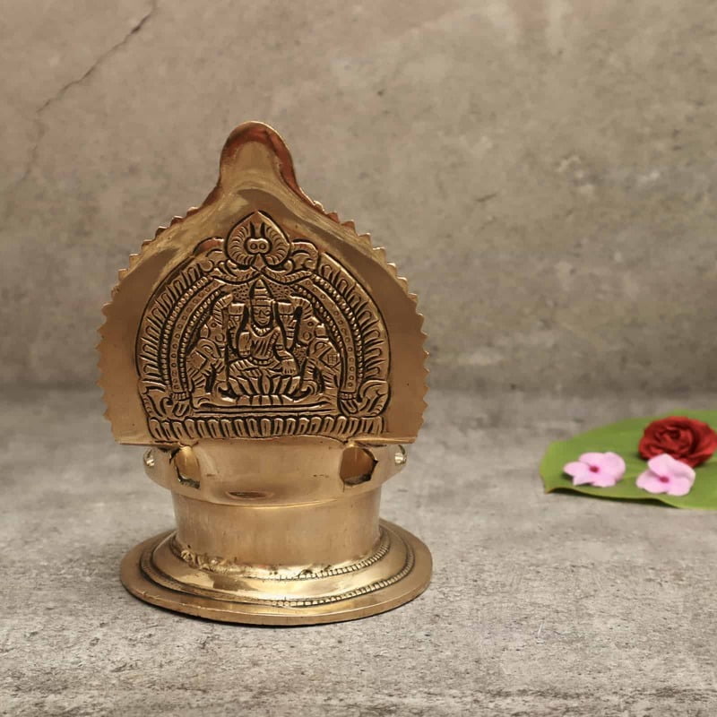 Brass Gaja Lakshmi Deepam/Lamp - 6 inch Height | Divine Brass Deepam/Lamp with Gaja Lakshmi Design for Auspicious Illumination Brass Gaja Lakshmi Deepam/Lamp - 6 inch Height | Divine Brass Deepam/Lamp with Gaja Lakshmi Design for Auspicious Illumination