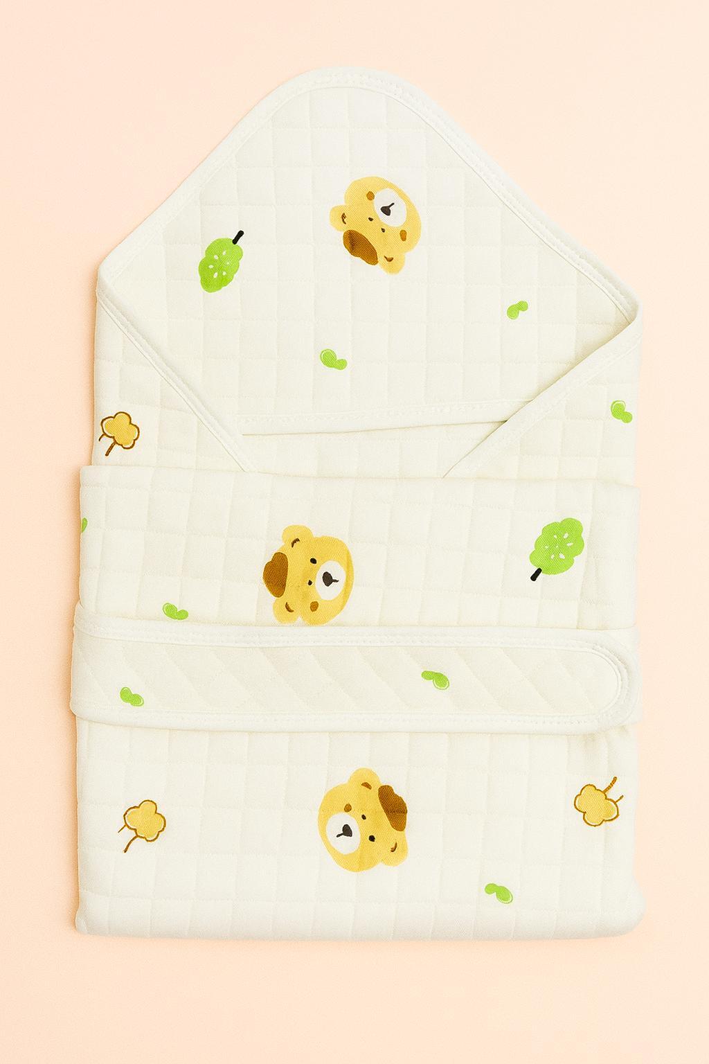 Muslin Hooded Baby Blanket (85x85 cm) – Soft, Organic, Assorted Design