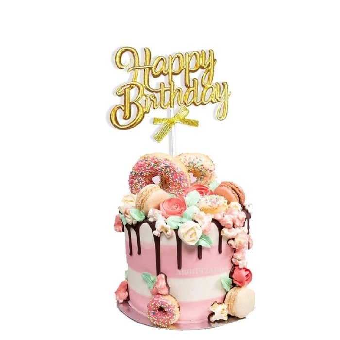 3D Happy Birthday Gold Topper 3D Happy Birthday Gold Topper