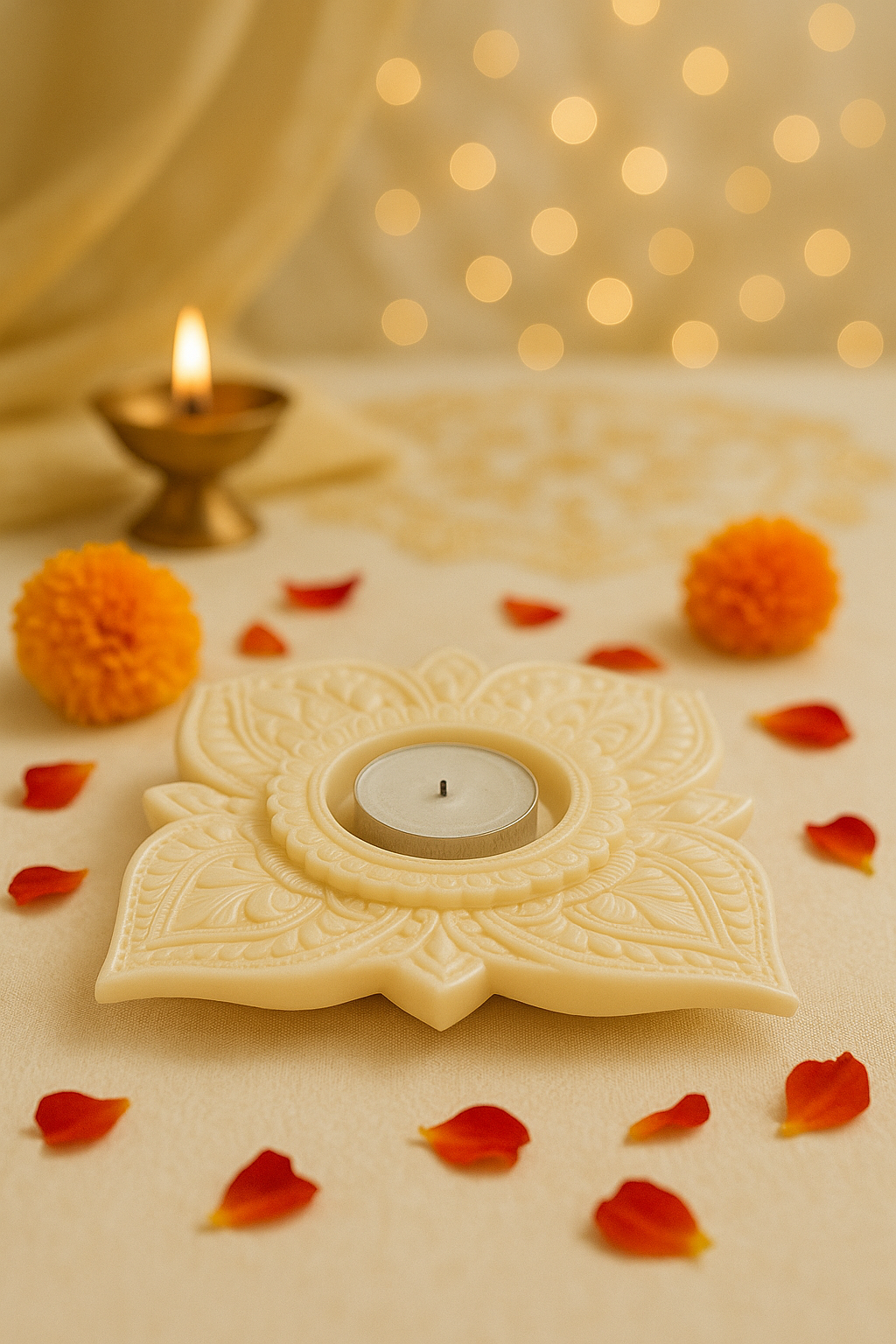 Ivory Look-Alike Lotus Tealight Holder