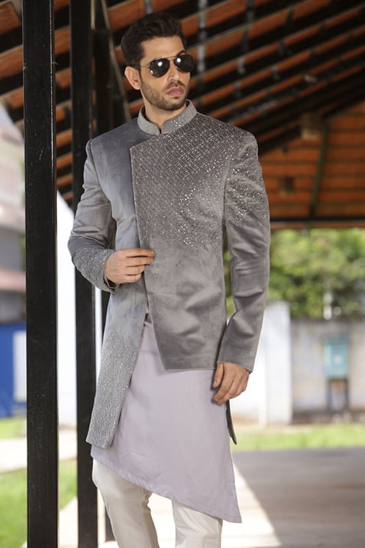 Marvel Shiny Grey IndoWestern Marvel Shiny Grey IndoWestern