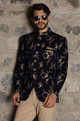 Velvet Blue Jodhpuri Velvet Blue Jodhpuri