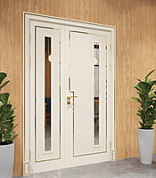 Classic Ivory 3D HDHMR Double Door with Vertical Panel Design Classic Ivory 3D HDHMR Double Door with Vertical Panel Design