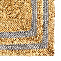 Royegal Carpets Handmade Natural Jute Braided Rug – Rectangular Design with Grey Border