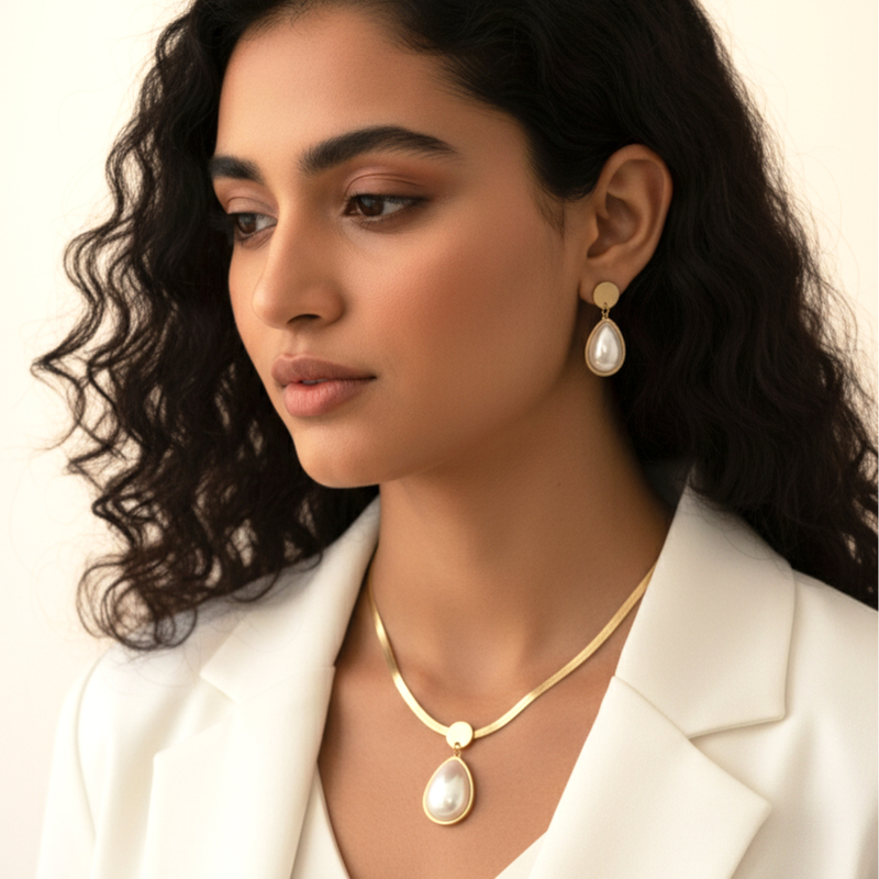 KAYYA21 Elegant Gold-Plated Jewelry Set for Women – Stainless Steel Gold Finish