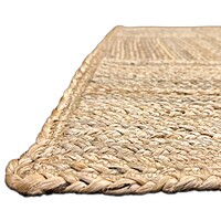 Handwoven Natural Jute Area Rug, Patchwork Design, Reversible Floor Covering for Living Room