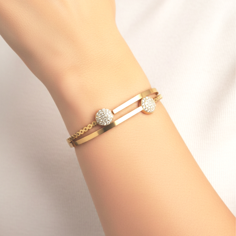 Designer Gold Bangles for Women – Stainless Steel, Gold Finish | Lightweight, Anti-Tarnish, Skin-Friendly