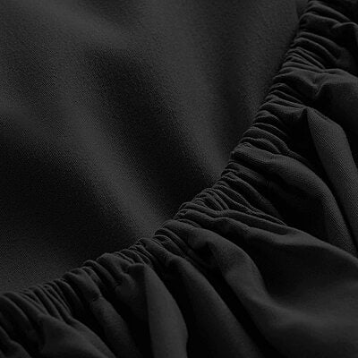 Bedsheet (Fitted) Glace Cotton 300 TC - Plain - Black