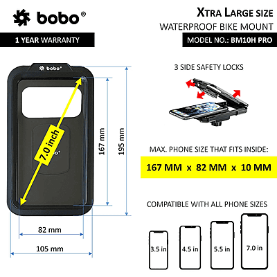 BOBO BM10H PRO Fully Waterproof Bike / Cycle Phone Holder with Vibration Controller Motorcycle Mobile Mount BOBO BM10H PRO Fully Waterproof Bike / Cycle Phone Holder with Vibration Controller Motorcycle Mobile Mount