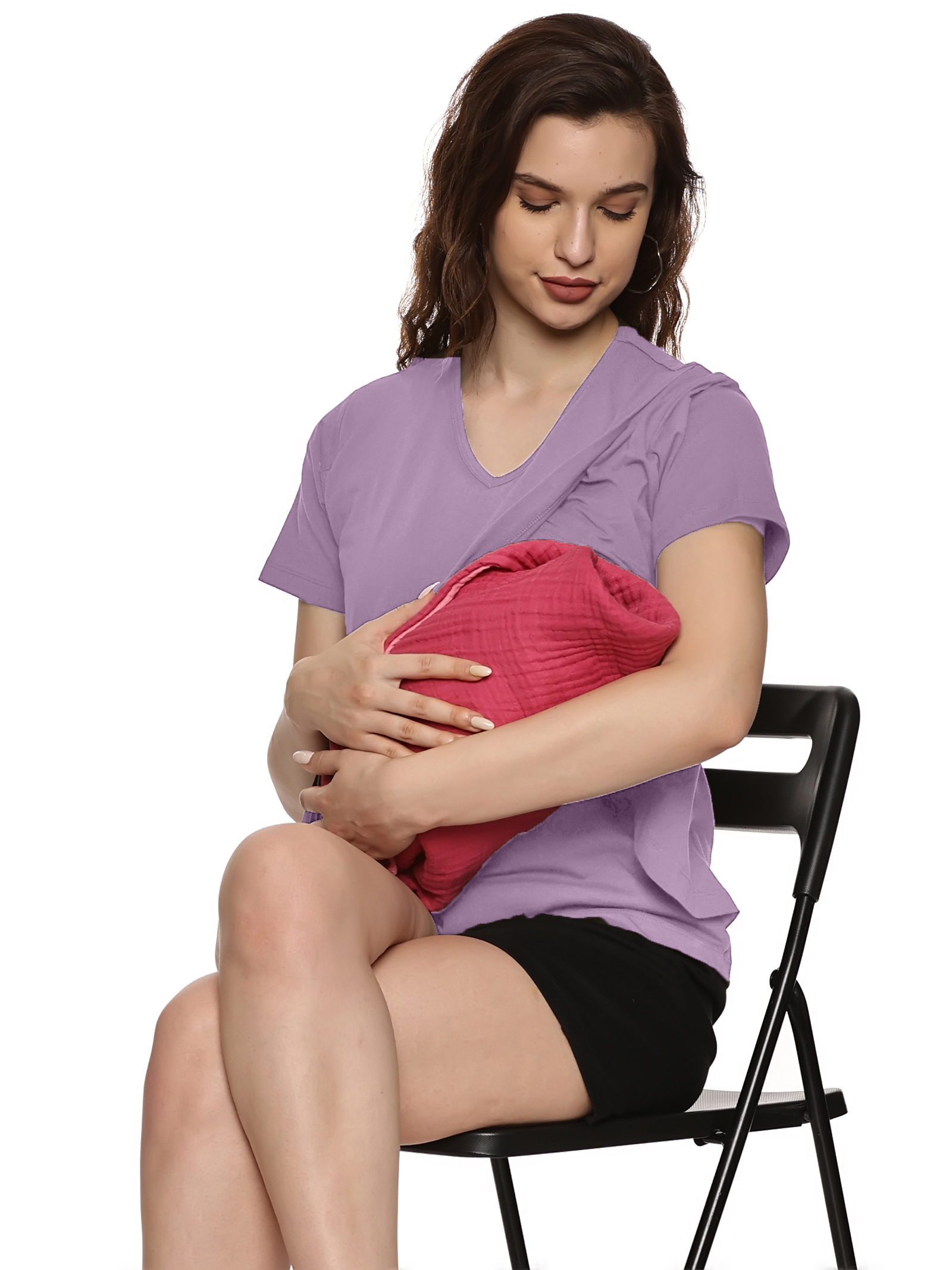 KIKWIT Maternity Feeding Tops Without Zip for Women, Feeding Coverup Pregnancy Tshirt,Feeding T-Shirt for Easy Nursing & Breastfeeding, Maternity Top Wear for Mothers lavender KIKWIT Maternity Feeding Tops Without Zip for Women, Feeding Coverup Pregnancy Tshirt,Feeding T-Shirt for Easy Nursing & Breastfeeding, Maternity Top Wear for Mothers lavender