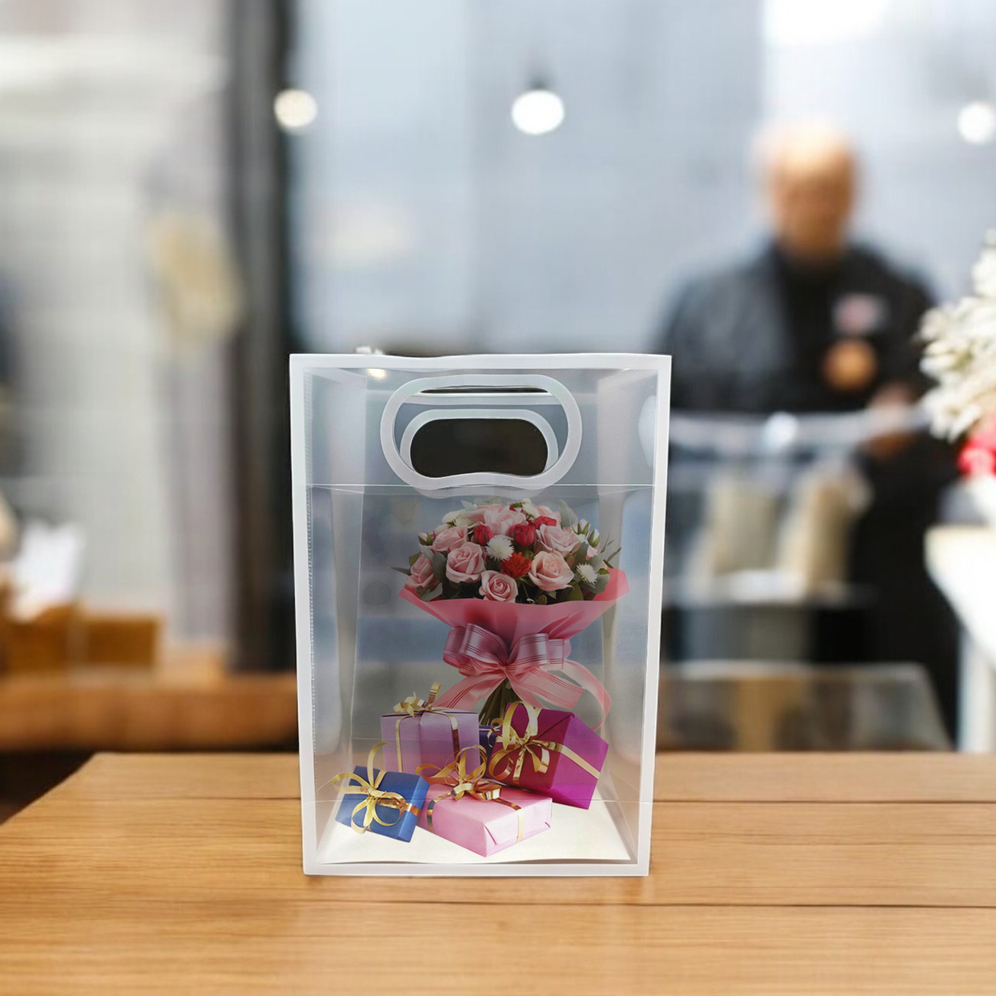 Small Size -6 Pcs White Transparent Goodie Bags – Clear Gift Bags for Valentine's Day Wedding Return Gifts Birthday Party Festivals Events