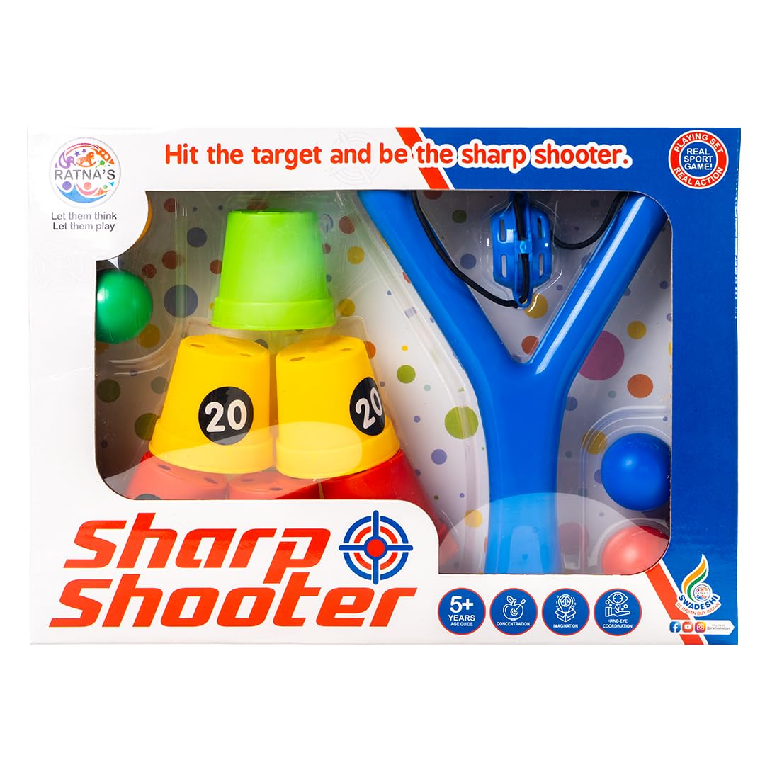 Sharp Shooter(6 Plastic Cup Targets & 4 Balls), Slingshot Catapult Gulel Power Blaster Archery for Kids Sharp Shooter(6 Plastic Cup Targets & 4 Balls), Slingshot Catapult Gulel Power Blaster Archery for Kids