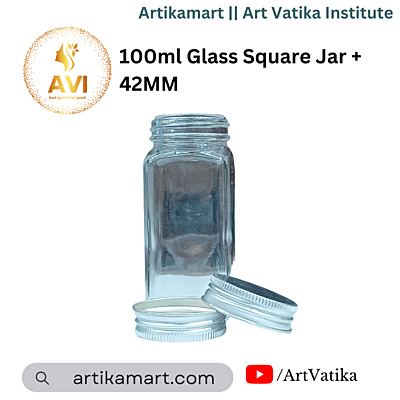 100ml Glass Square Jar + 42MM Aluminium Cap 100ml Glass Square Jar + 42MM Aluminium Cap