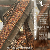 Munga Tusser silk saree with Kalamkari Prints YBRSTSK19037 Munga Tusser silk saree with Kalamkari Prints YBRSTSK19037