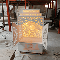 Om Aura Corian Mandir with Folding Doors Om Aura Corian Mandir with Folding Doors