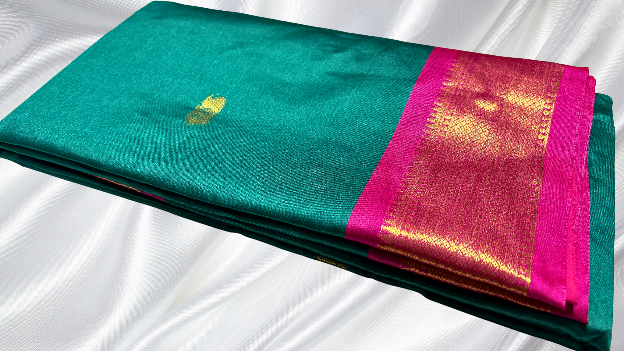 Kanchi Semi Silk Saree - Blueish Green