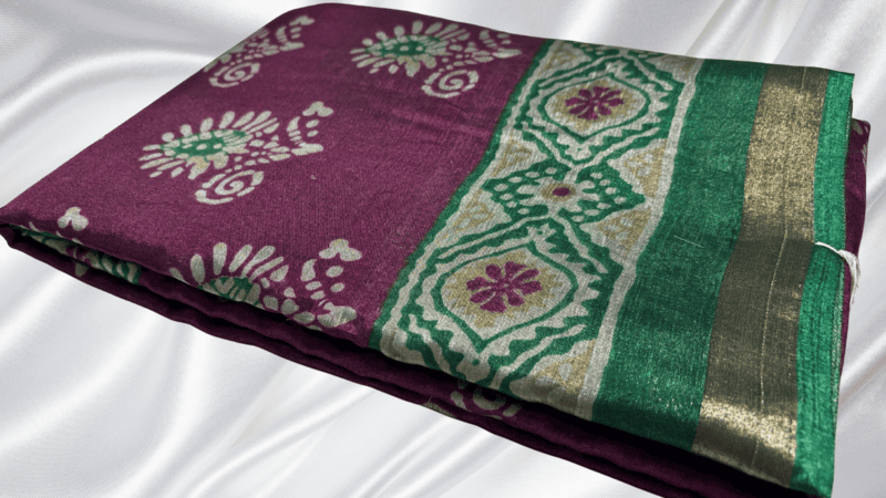 Mul Mul Soft Silk Saree - Plum