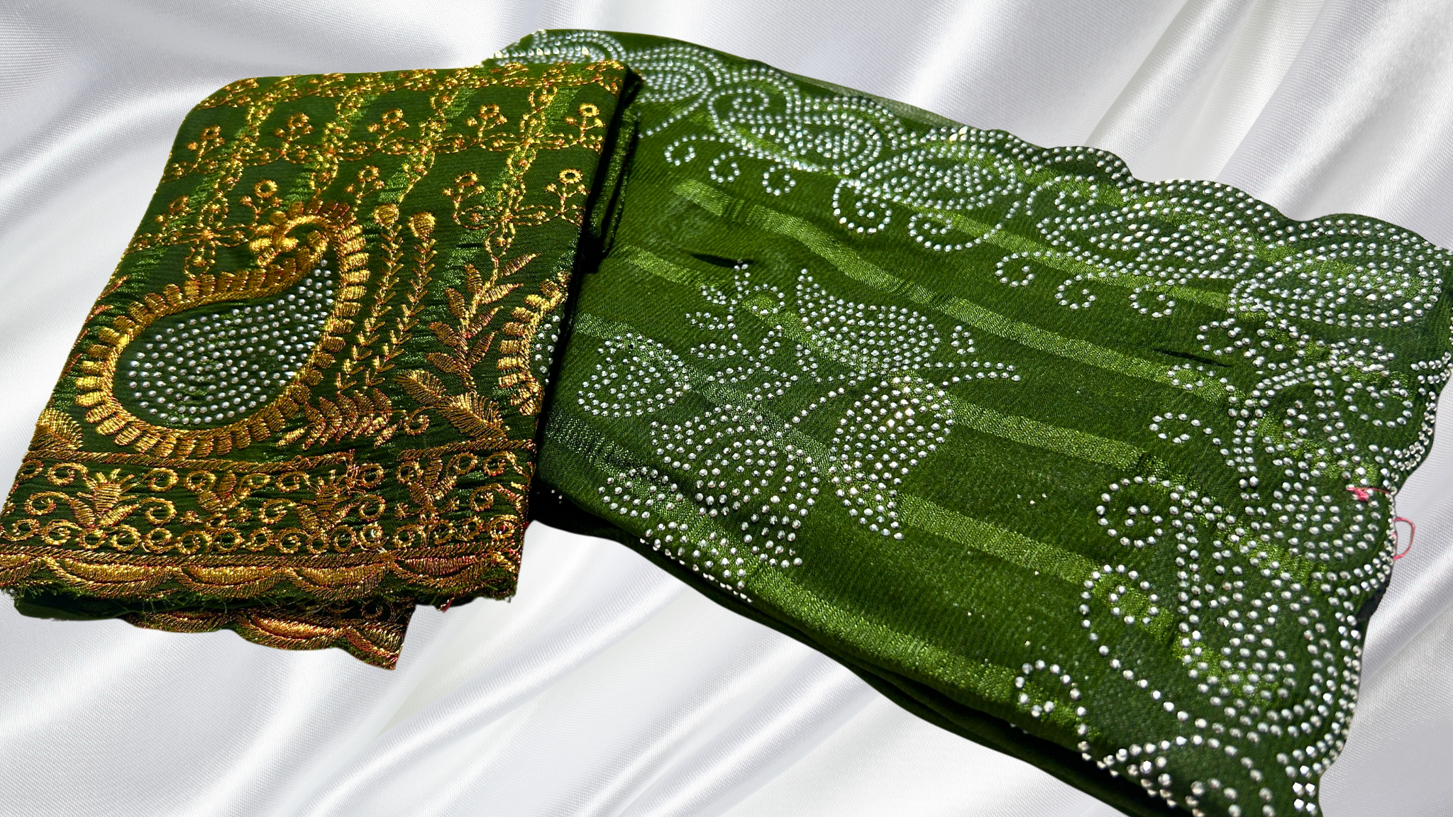 Durbin Popcorn Stone Designer Saree - Leaf Green