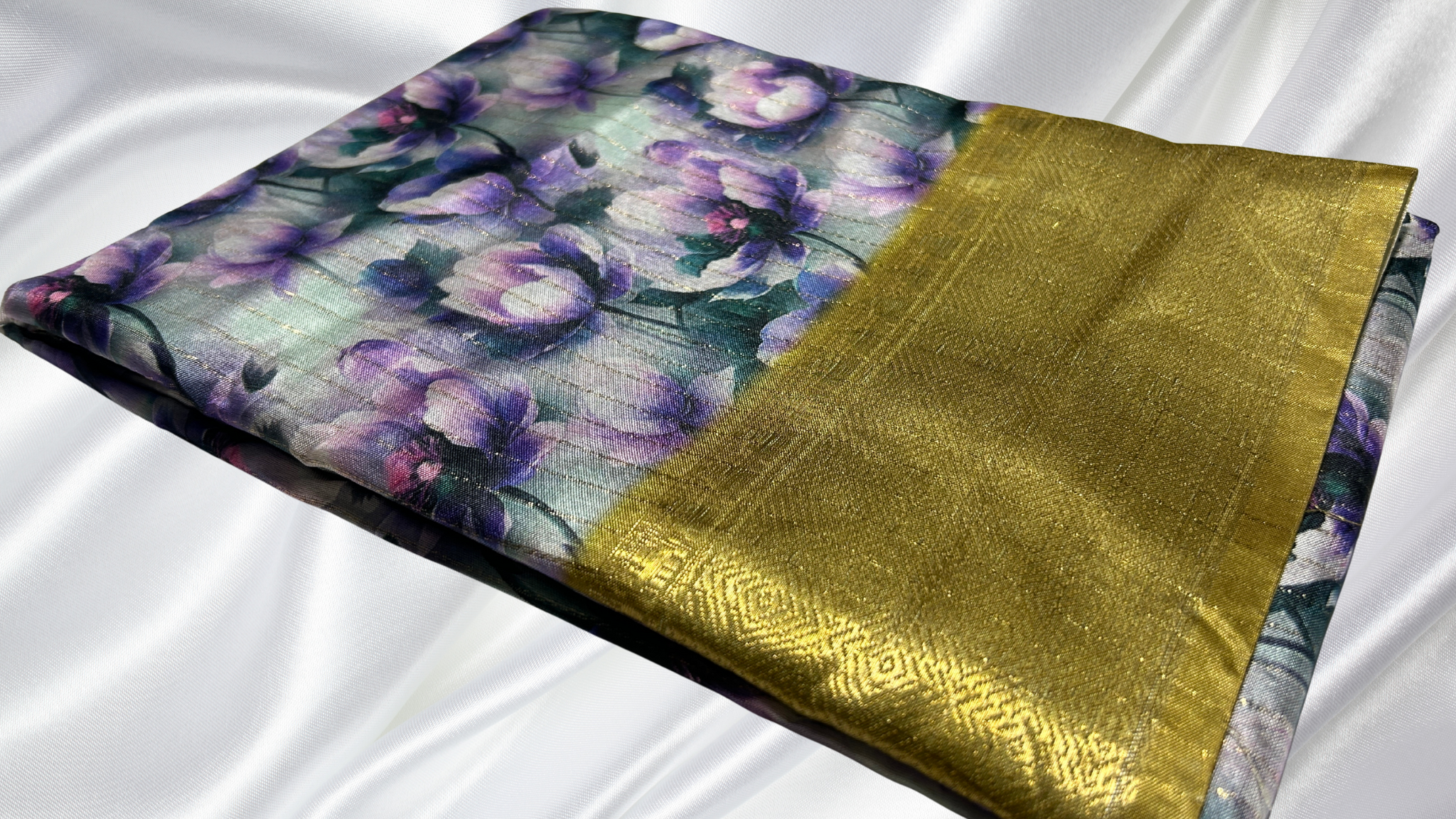 Dola Rico Jari Floral Saree - Gold Border