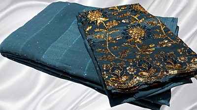 Swara Kundan Designer Saree - Blue Gray