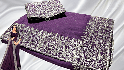 Ferrari Marble Silver Designer Saree - Lavedar