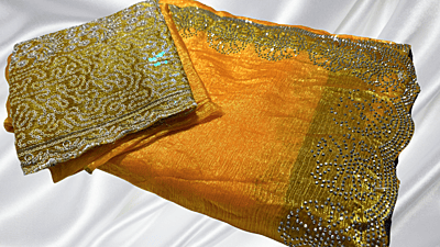 MPlus Space Silk Stone Designer Saree - Mango Yellow