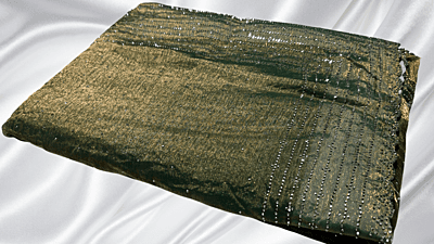 Darbar Space Silk Stone Work Saree - Golden Dark Green