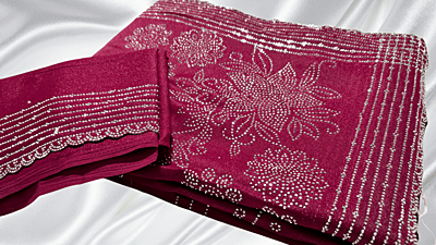 Star Siroski Crepe Designer Saree - Magenta