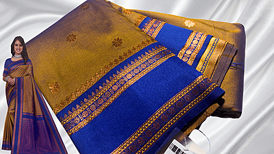 Ananta Silk Blend Gold Saree - Ink Blue