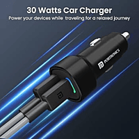 Portronics 30 W Car Charger (Black) Type-C & USB Portronics 30 W Car Charger (Black) Type-C & USB