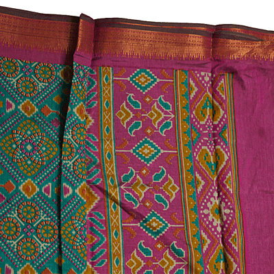 Malai Silk Saree (Green + Rose)