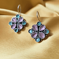 Roop Earrings- Sea Blue and Baby Pink Roop Earrings- Sea Blue and Baby Pink