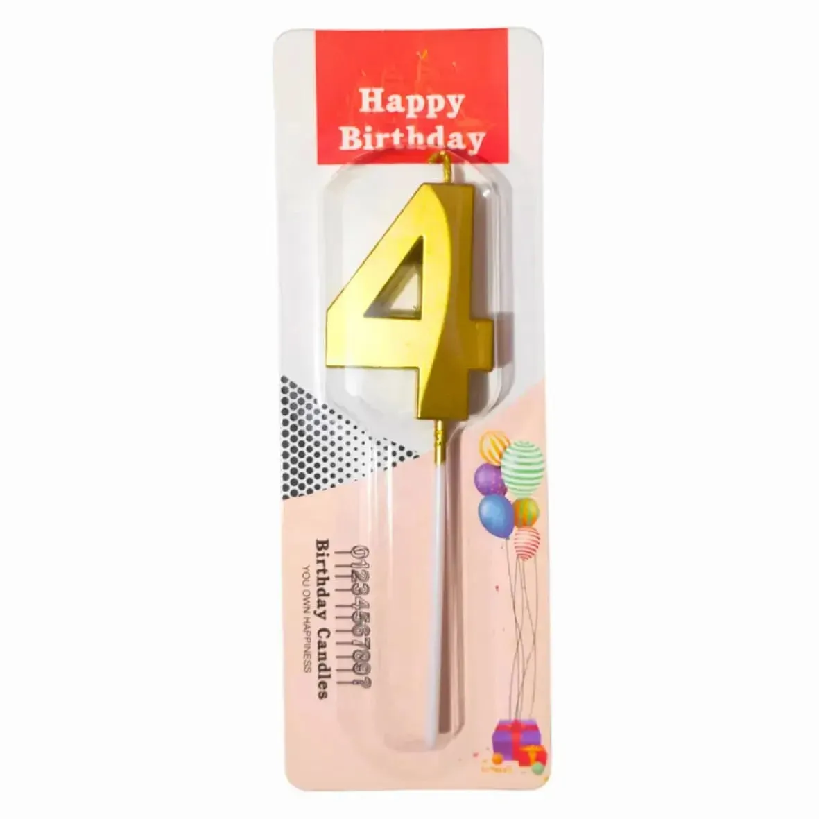 Number 4 Metallic Party Candle Number 4 Metallic Party Candle