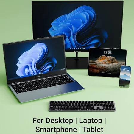 ZEBRONICS K5002MW Slim Wireless Keyboard with in-Built Battery, Copilot AI Key, Windows | Mac | iOS | Android, Scissor Switch, 3 Bluetooth + 2.4Ghz, 109 Keys, 13 Multimedia Keys, Type C Charging