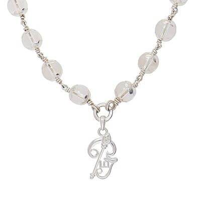 Silver Sphatika Mala with Om Pendant