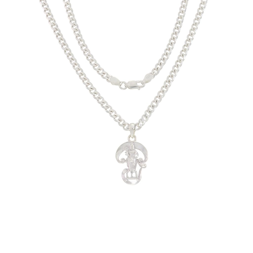 Sterling Silver Chain With God Kartikeya Subrahmanya Pendant Sterling Silver Chain With God Kartikeya Subrahmanya Pendant