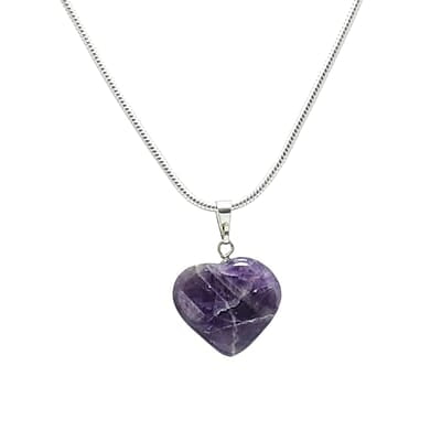 Sterling Silver Rope Chain with Quartz Heart Shape Pendant