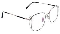 Unisex Medium Square Spectacle Frame. Silver & Black Metal Frame Unisex Medium Square Spectacle Frame. Silver & Black Metal Frame