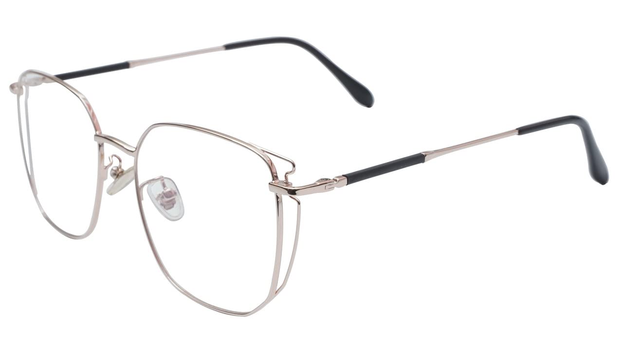Unisex Medium Square Spectacle Frame. Rose Gold Metal Frame