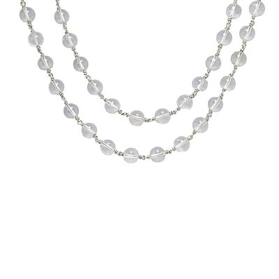 Pure Silver Sphatik mala Crystal Jaap Mala for Pooja