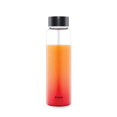 Borosil Crysto Glass Water Bottle, Water Bottle for Fridge Wide Mouth Borosilicate Glass Extreme Temperature Resistant For Hot & Cold Water, Milk, Lassi, Juice, Black Lid 750 ml, Stylish & Transparent