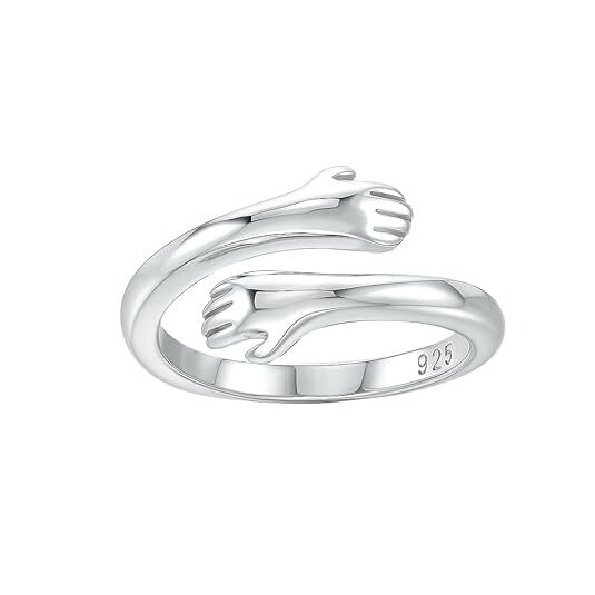 925 Sterling Silver Hug Ring Adjustable | Love Forever Band for Men & Women 925 Sterling Silver Hug Ring Adjustable | Love Forever Band for Men & Women