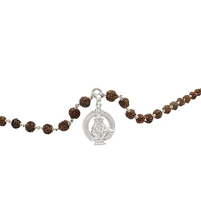 925 Silver Tied Rudraksha Mala Ruthratcham |Ayyappan Pendant Silver ,Certified