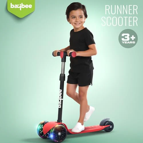 Baybee Zoomie Foldable Kick Scooter for Kids-Red Baybee Zoomie Foldable Kick Scooter for Kids-Red