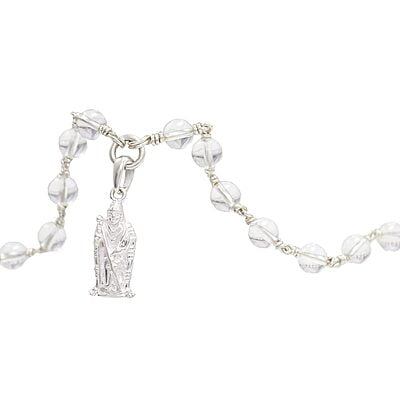 Silver Tied Spatik Mala with Murugan Pendent/Dollar